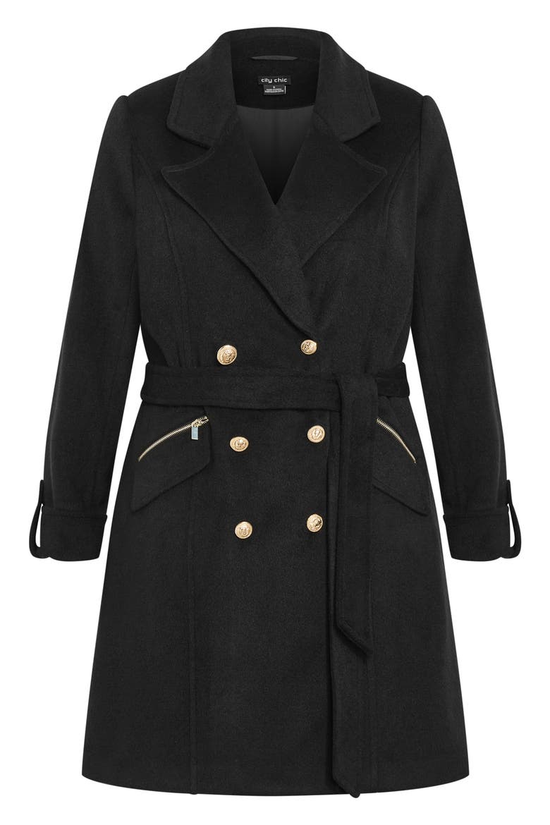 Maggie Belted Double Breasted Coat, Alternate, color, BLACK