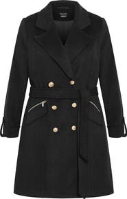 City Chic Maggie Belted Double Breasted Coat