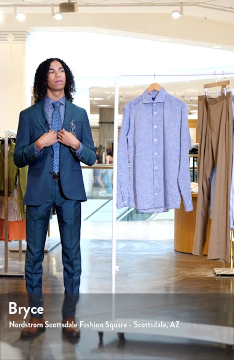 Slim Fit Short Sleeve Linen Button-Up Shirt, sales video thumbnail