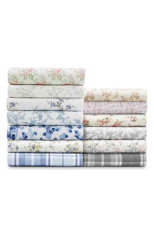 Laura Ashley Rosalie Cotton Flannel Sheet Set In Grey
