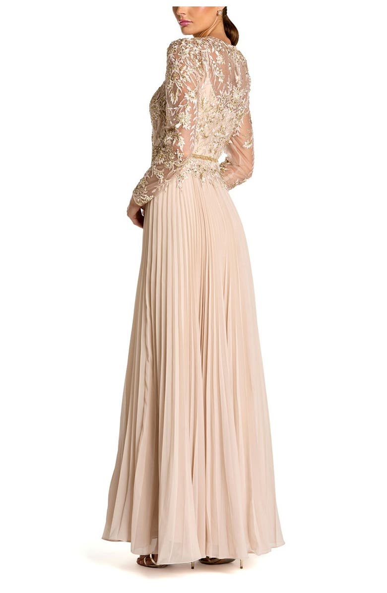 Mac Duggal Petite Long Sleeve Chiffon Embellished Gown, Alternate, color, 