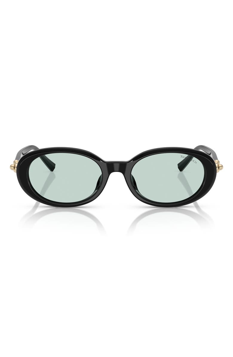 Tiffany & Co. 54mm Oval Sunglasses, Main, color, Black / Light Azure