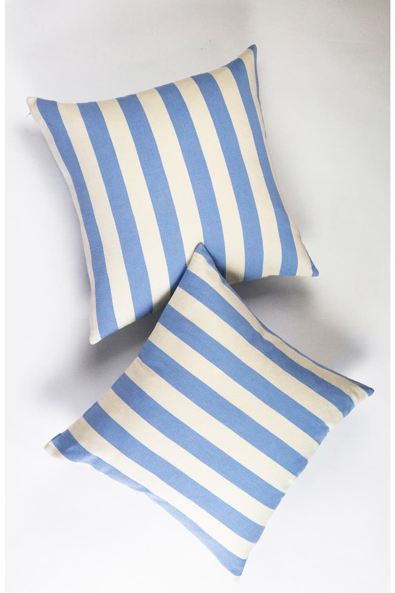 Cabana Stripe Handwoven Cotton Throw Pillow, Main, color, Blue