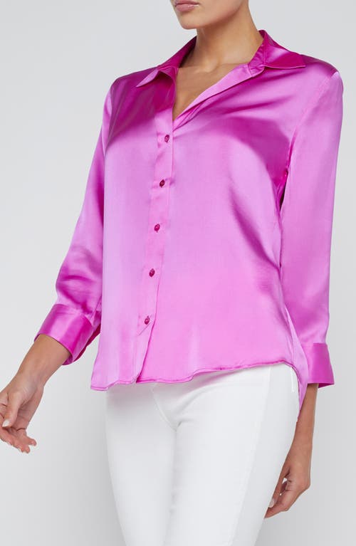 L Agence Dani Silk Blouse Bright Purple In Bright Purple