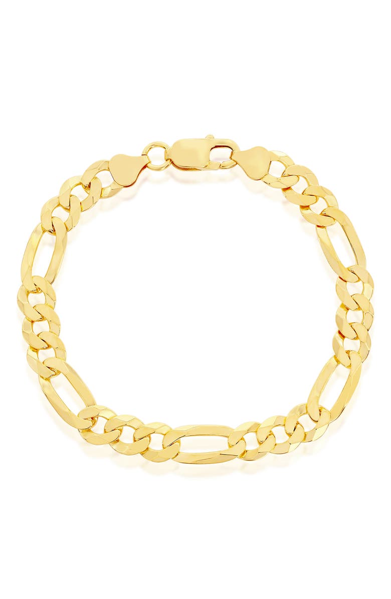 SIMONA Gold Plated Sterling Silver Figaro Chain Bracelet, Main, color, 