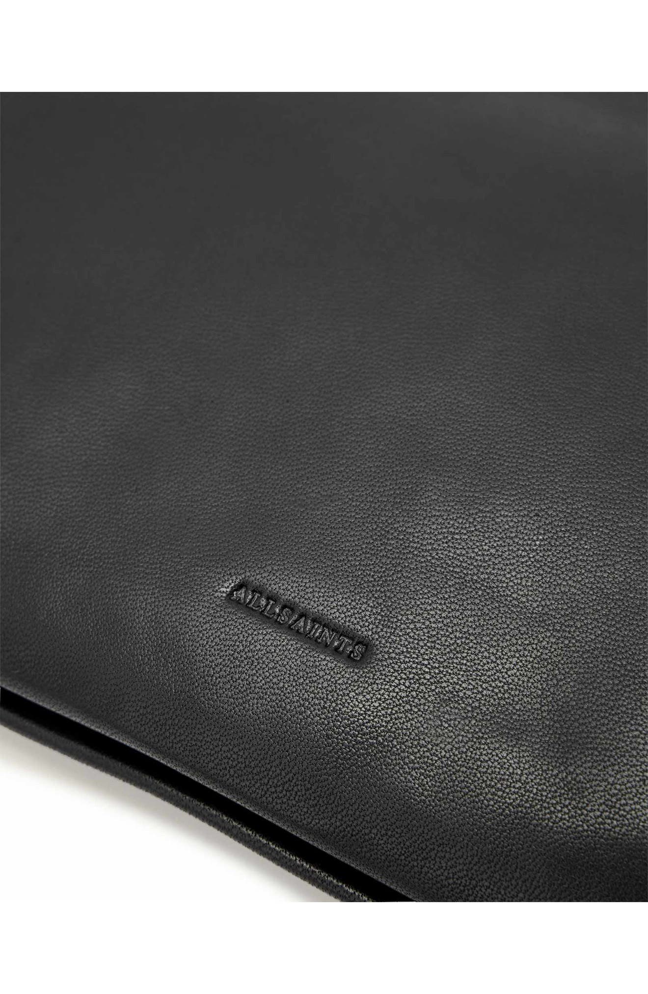 AllSaints Bettina Leather Clutch, Alternate, color, Black