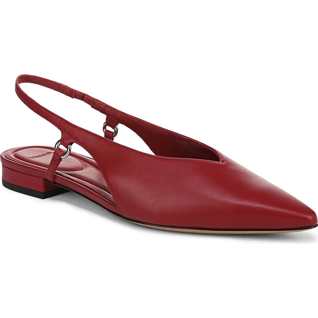 Vince Ines Slingback Pointed Toe Flat In Red