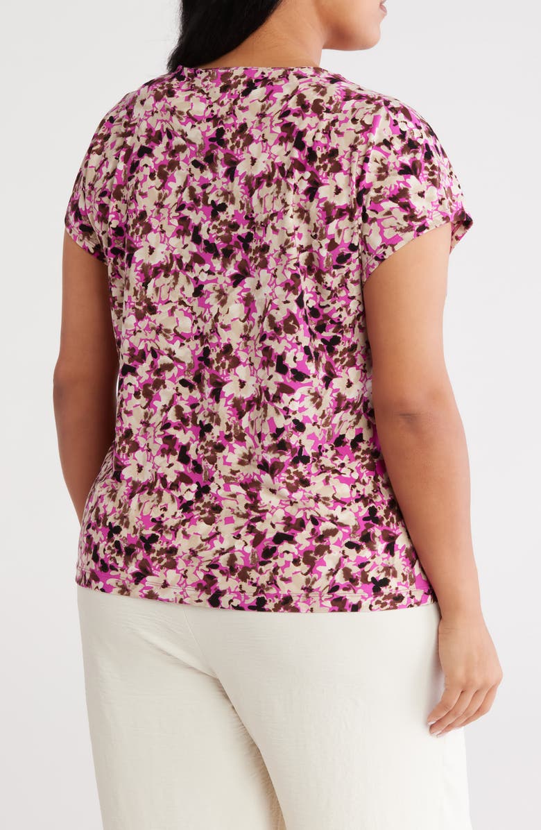 Jones New York Floral Print Keyhole Crepe Knit Top, Alternate, color, 