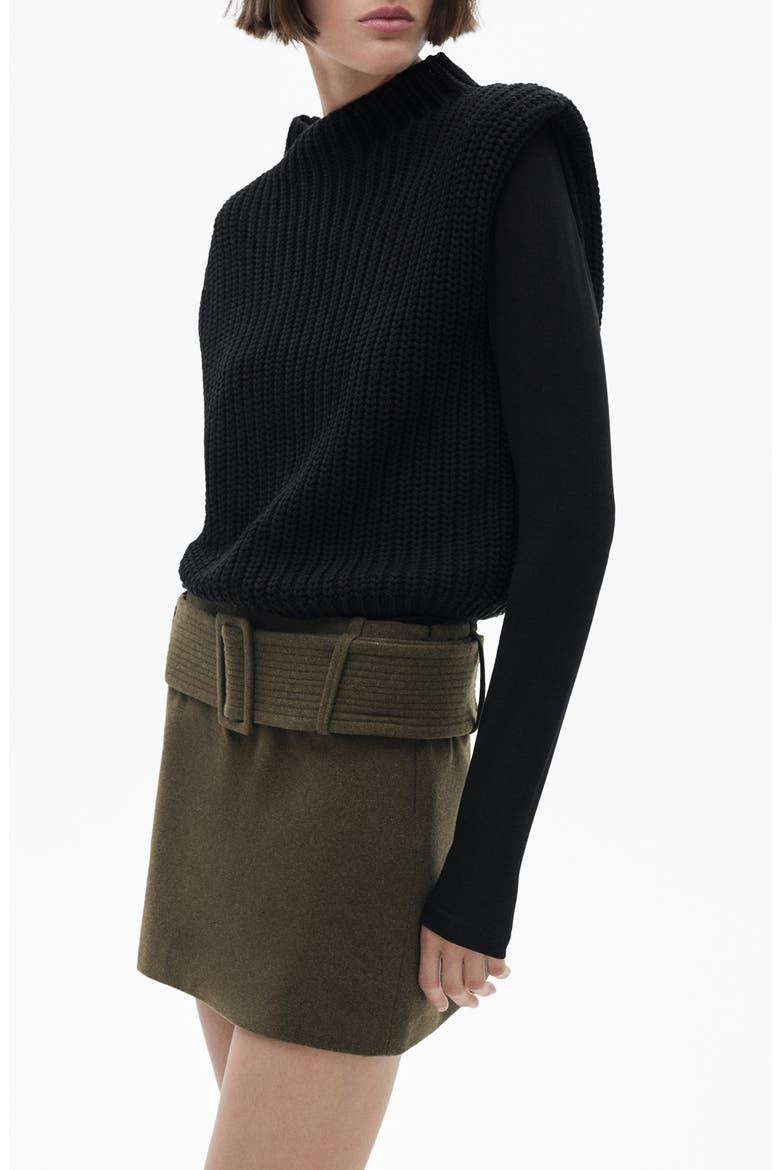 Shoulder Pad Sweater Vest, Main, color, BLACK