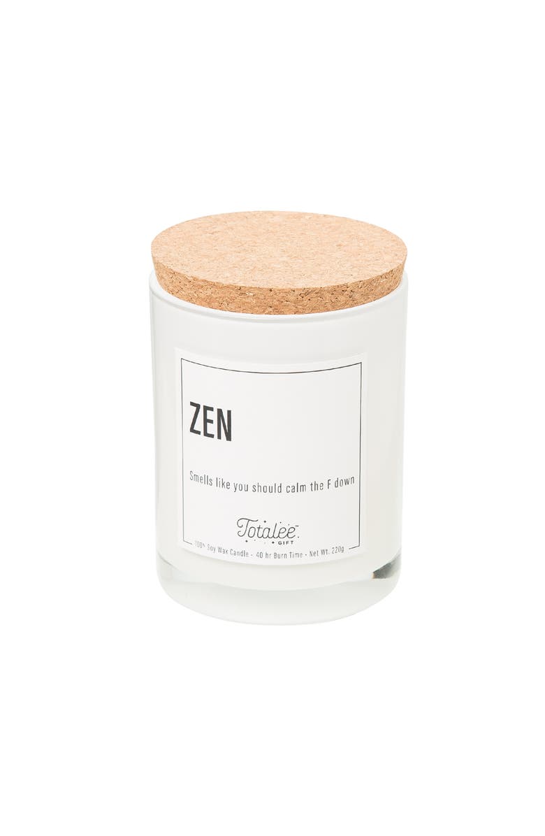 Totalee Gift Zen Soy Candle Wax White 7.76 oz Burn Time 40, Main, color, White