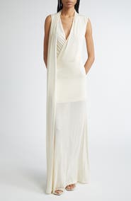 TOTEME Overlapped Scarf Sheer Stretch Jersey Maxi Dress