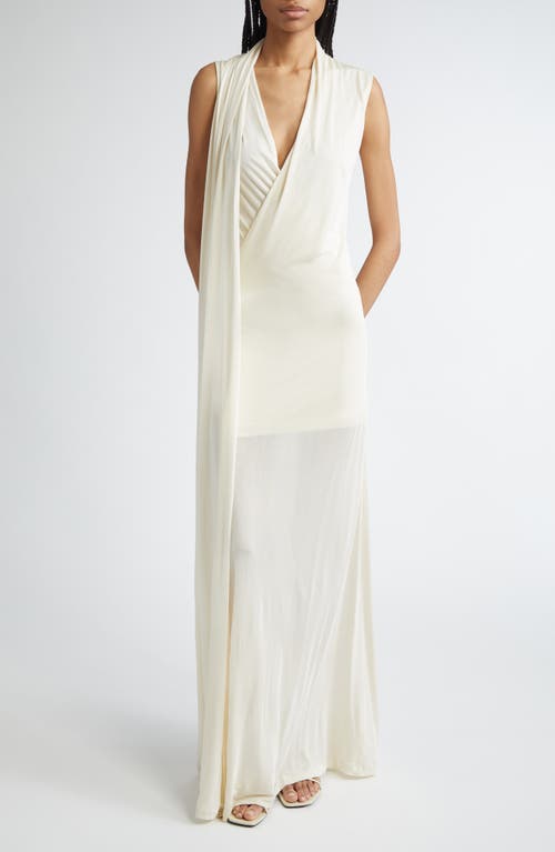 Totême Toteme Overlapped Scarf Sheer Stretch Jersey Maxi Dress In Neutral
