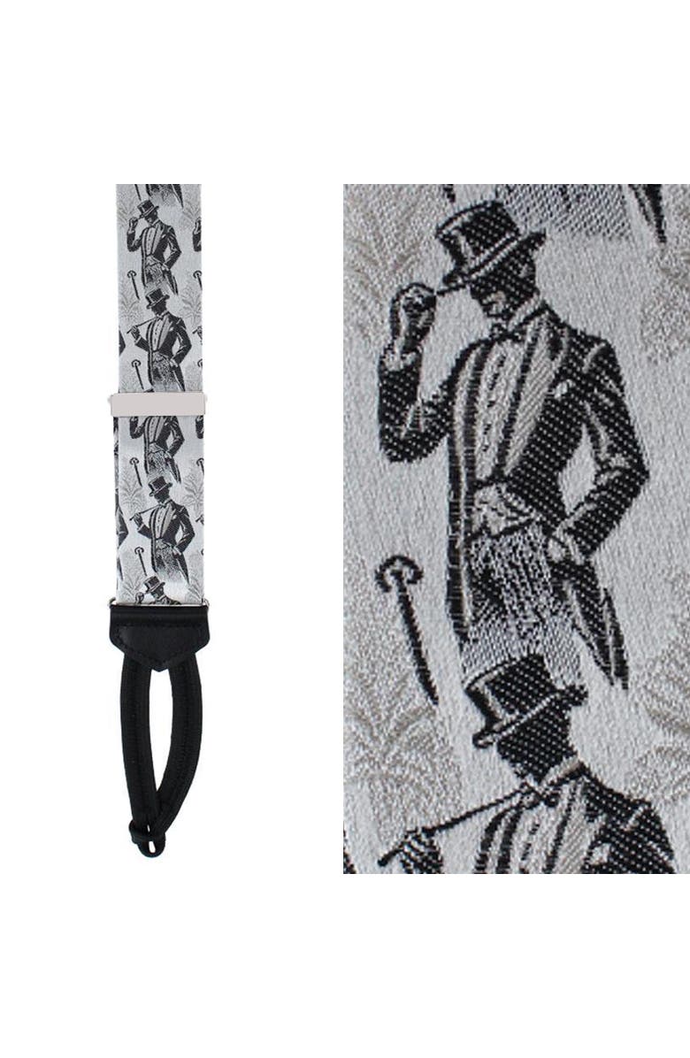 Trafalgar Big & Tall Ambrose Dapper Night Silk Formal End Suspenders, Main, color, Silver And Black