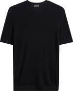 Emporio Armani Short Sleeve Textured Wool Crewneck Sweater