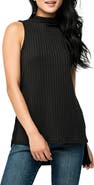 GIBSONLOOK Ribbed High-Low Mock Neck Tunic Tank