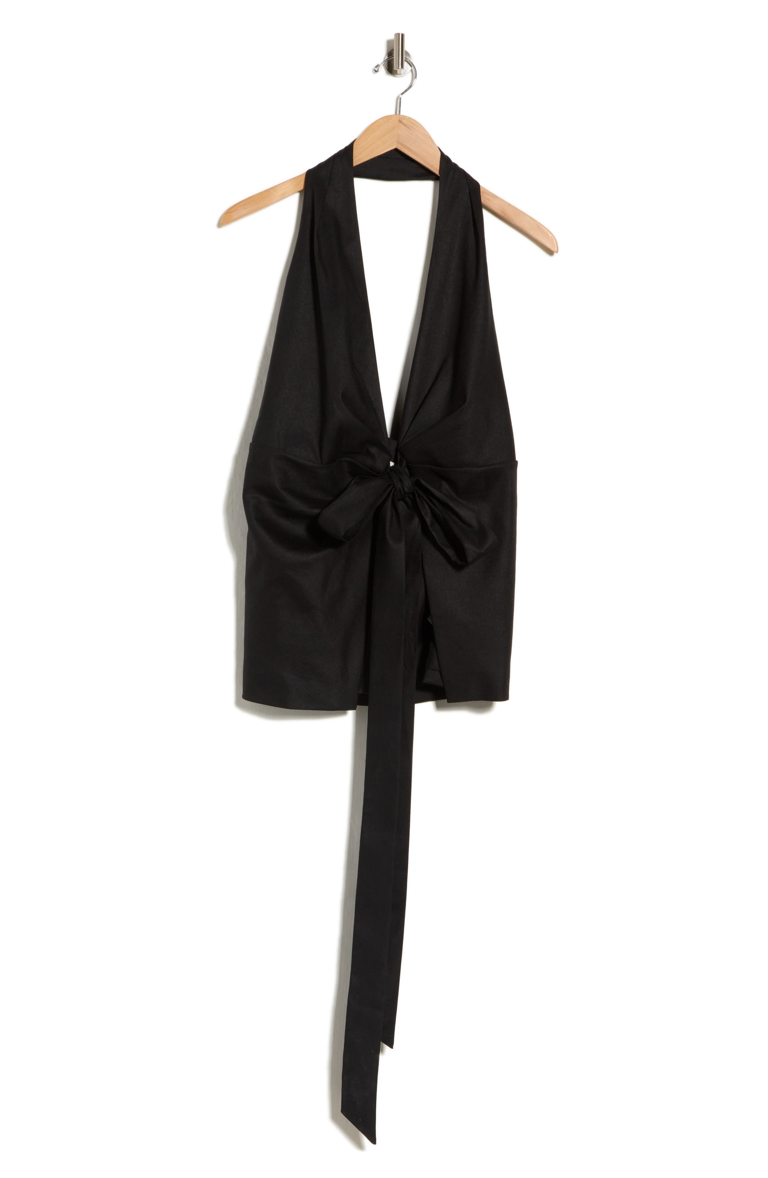 Alyssa Linen Blend Tie Front Halter Top