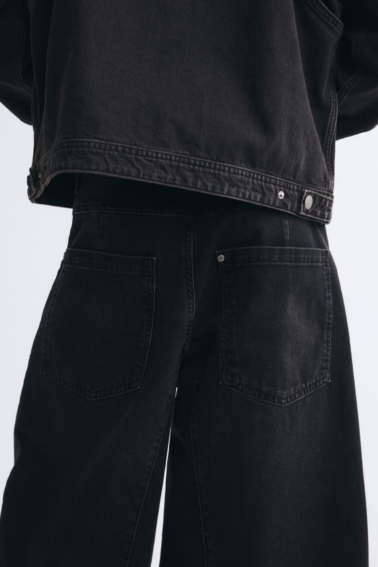 Baggy Barrel-Leg Denim Shorts, Alternate, color, Denim black