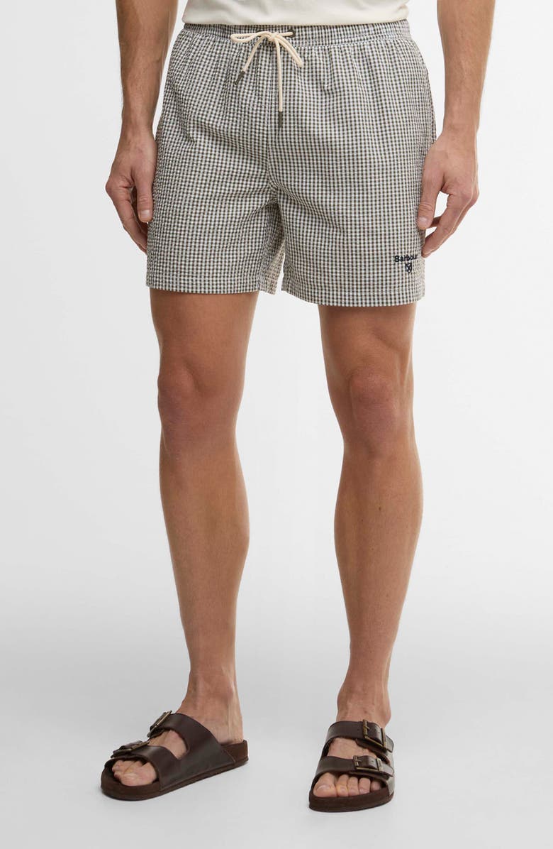 Barbour Gingham Seersucker Swim Trunks, Main, color, 