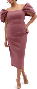 City Chic Elyse Puff Sleeve Sheath Dress