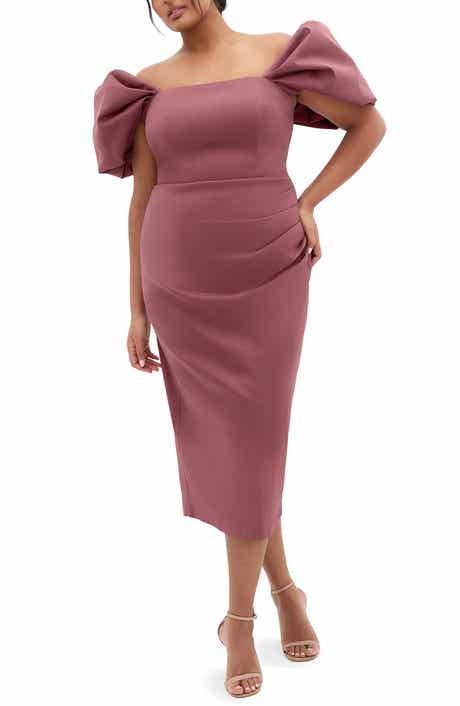 City Chic Elyse Puff Sleeve Sheath Dress