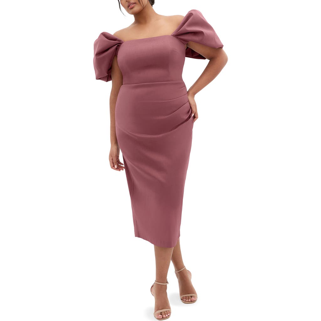 Shop City Chic Elyse Puff Sleeve Sheath Dress