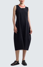 LUUKAA Korin Contrast-Stitch Balloon Dress