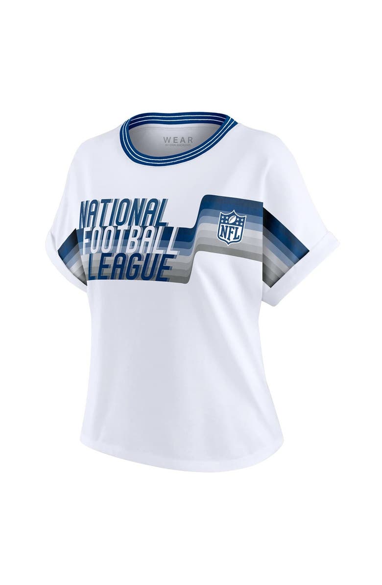 WEAR by Erin Andrews Women's WEAR by Erin Andrews White NFL Cropped Center Stripe Dolman T-Shirt, Alternate, color, White