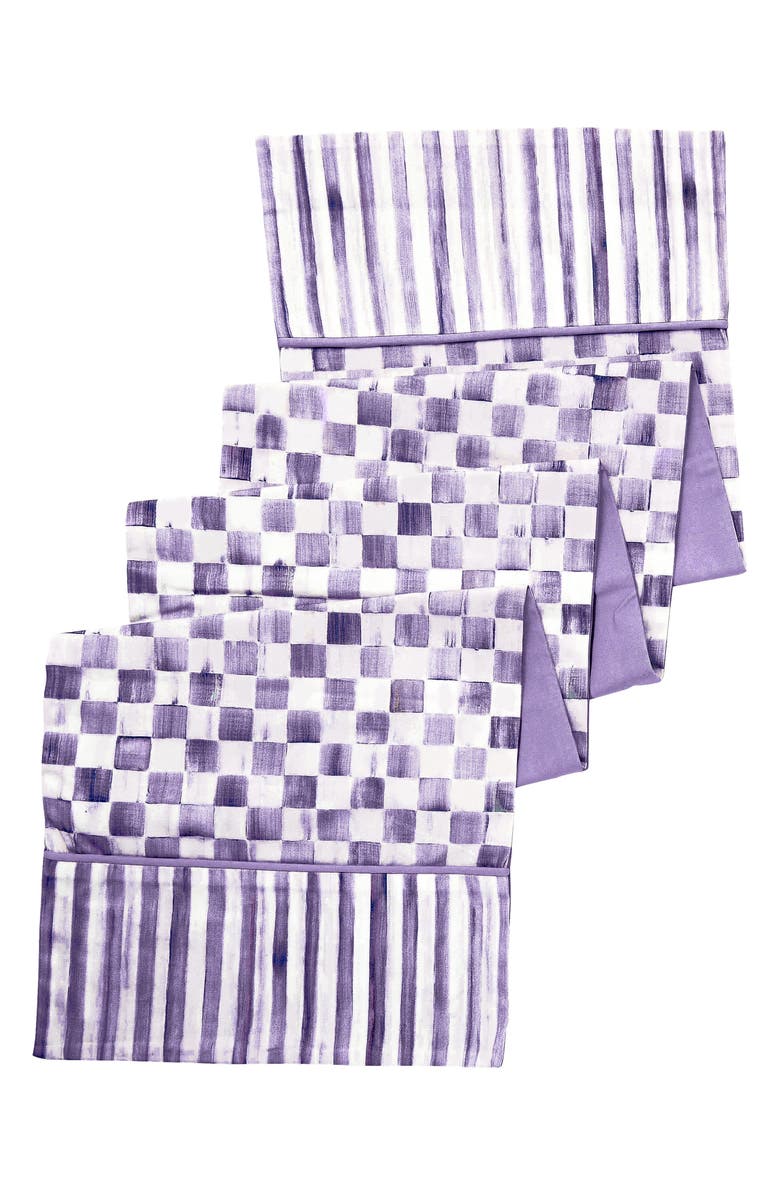 MACKENZIE CHILDS Violet Check Table Runner, Main, color, Violet