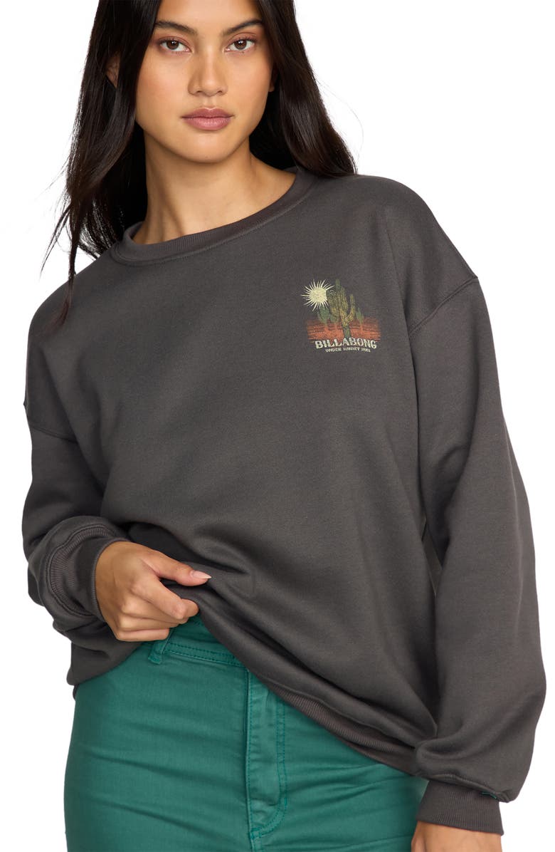 Billabong Desert Break Fleece Graphic Sweatshirt, Alternate, color, Off White / Brown