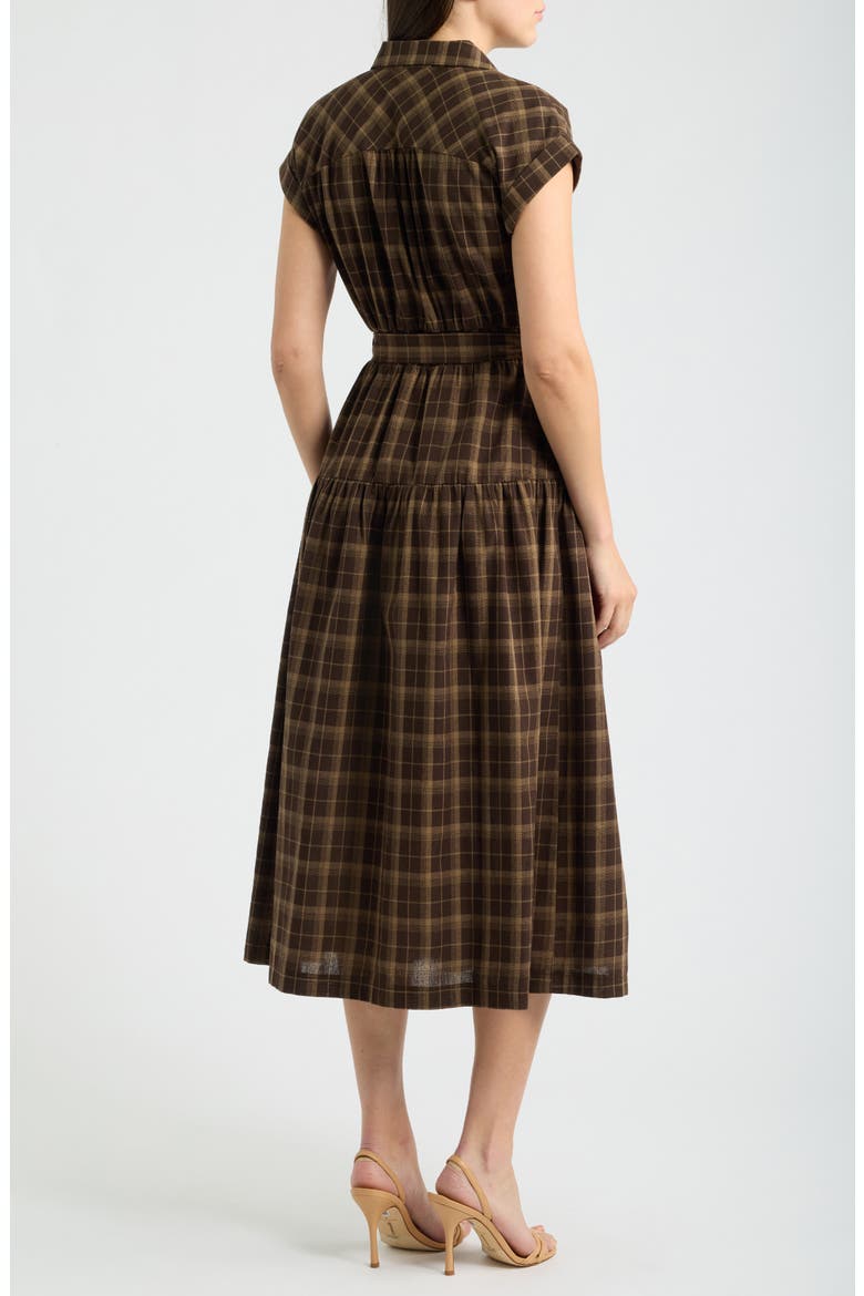 Plaid Maxi Shirtdress, Alternate, color, BROWN PLAID