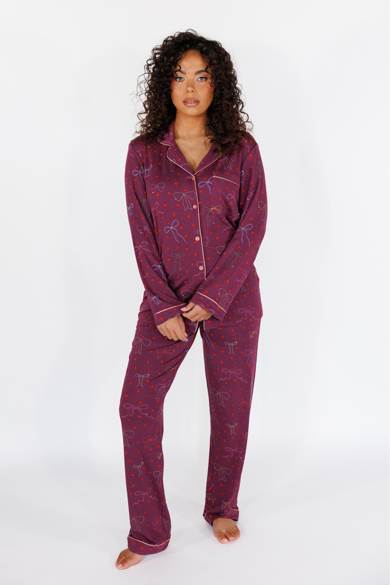 Long Sleeve & Long Pant Pajama Set, Alternate, color, Twinkling Bow