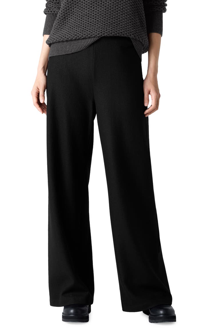Wool Wide Leg Pants, Main, color, BLACK