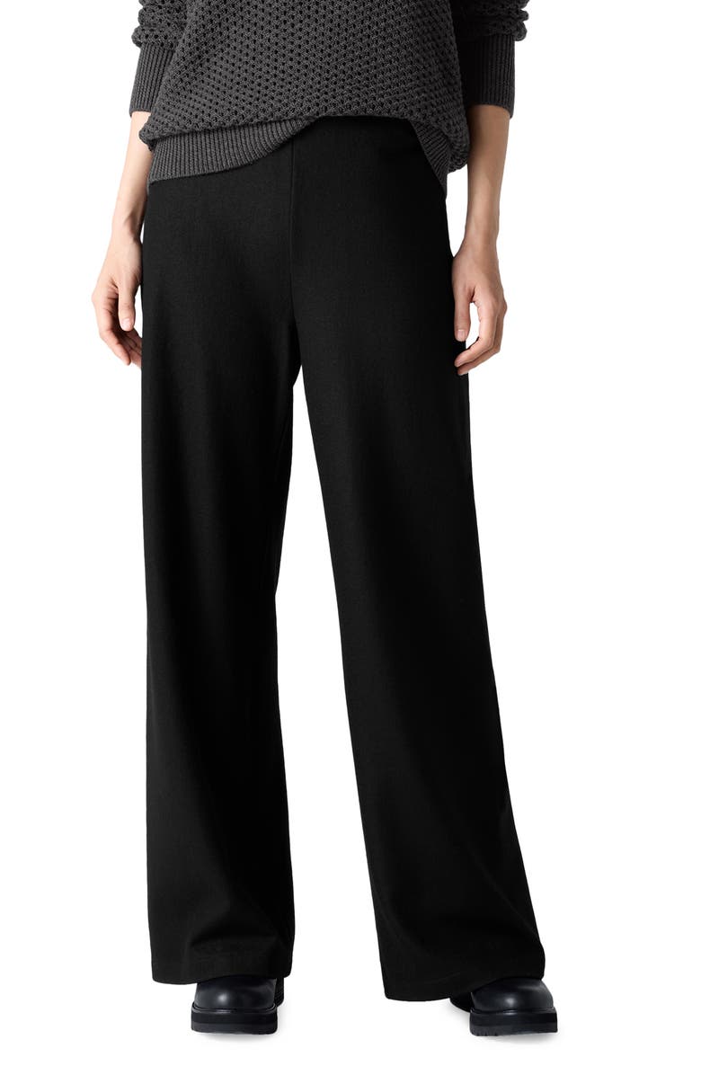 Eileen Fisher Wool Wide Leg Pants, Main, color, Black