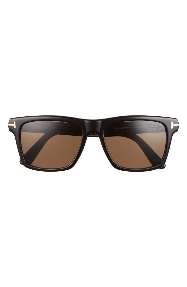 TOM FORD Buckley-02 56mm Square Polarized Sunglasses, Main, color, Sblk/Brnpz