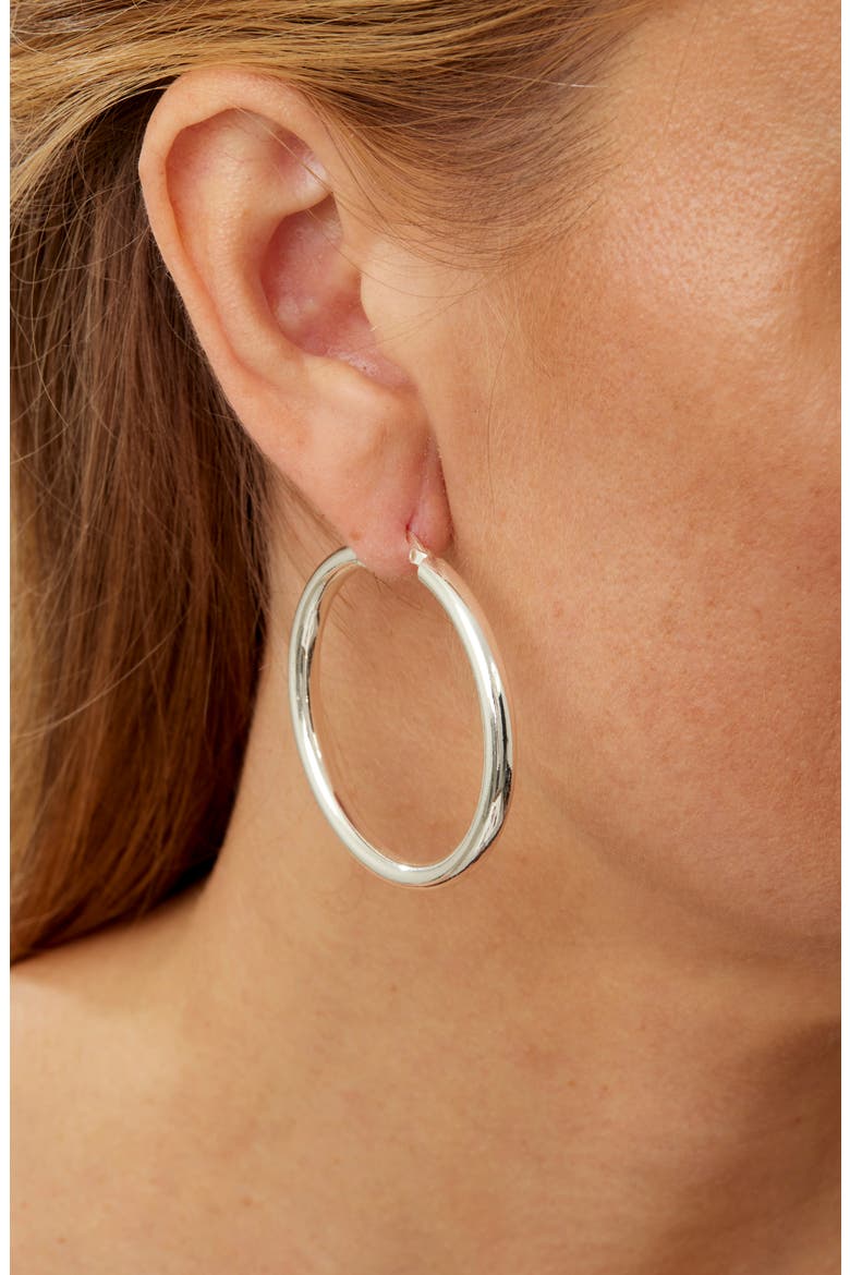 Set of 2 Two Tone Hoop Earrings, Alternate, color, TWO TONE