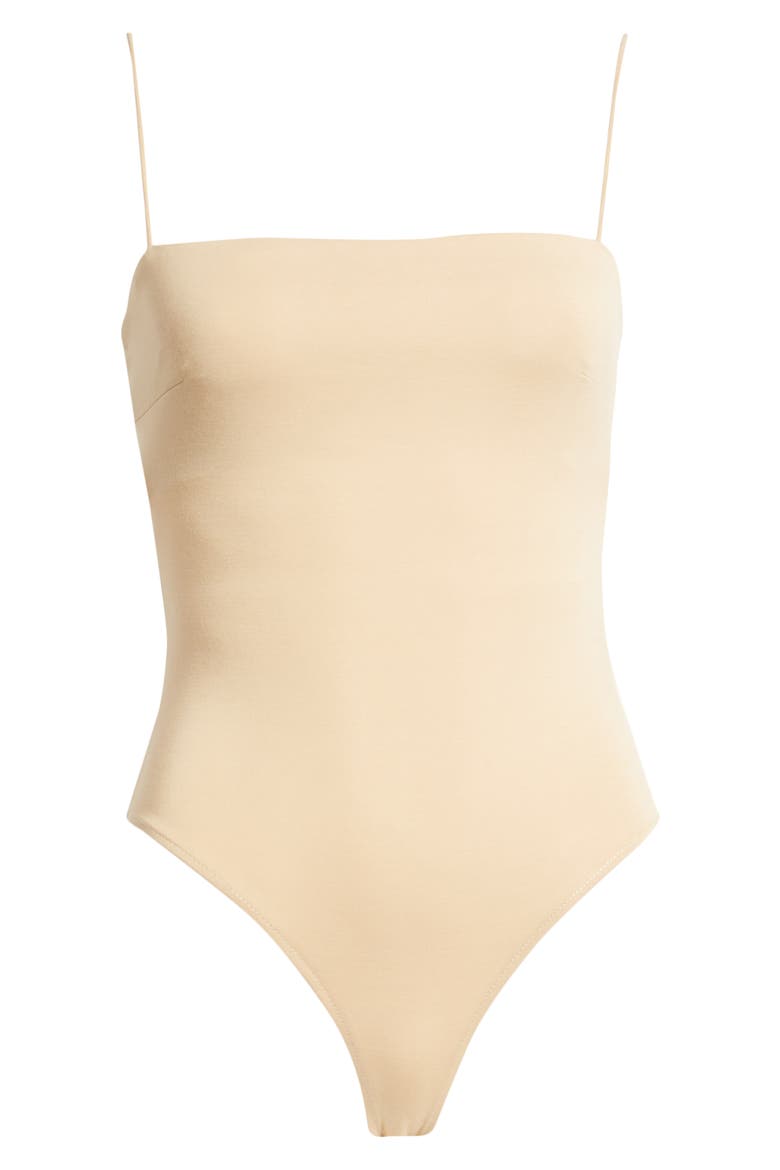 Alexander Spaghetti Strap Thong Bodysuit, Alternate, color, KHAKI