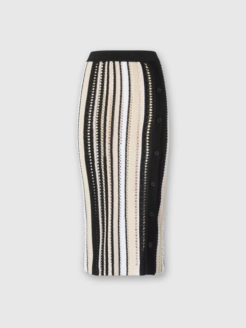 Missoni Striped Crochet Midi Skirt With Side Buttoning In Multicoloured