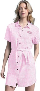 Margaritaville Women's Margaritaville  Pink San Francisco 49ers Palm Linen Dress