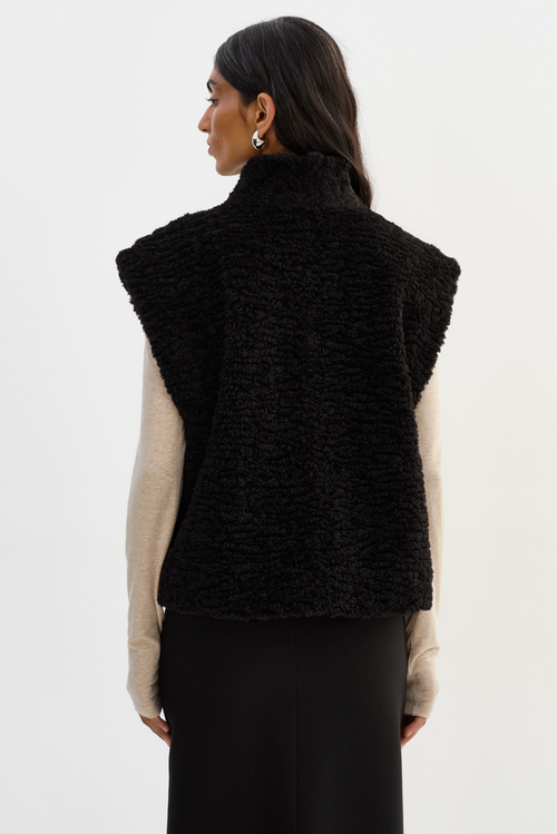 Lamarque Dua | Reversible Faux Fur Vest In Black