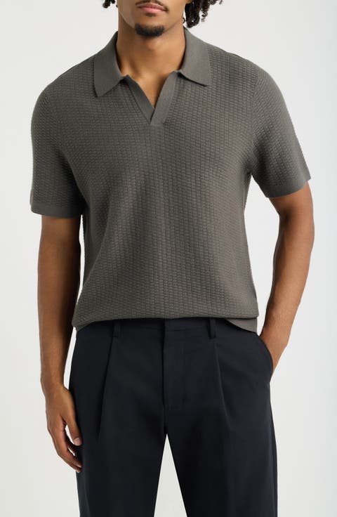 Johnny Collar Textured Polo Sweater