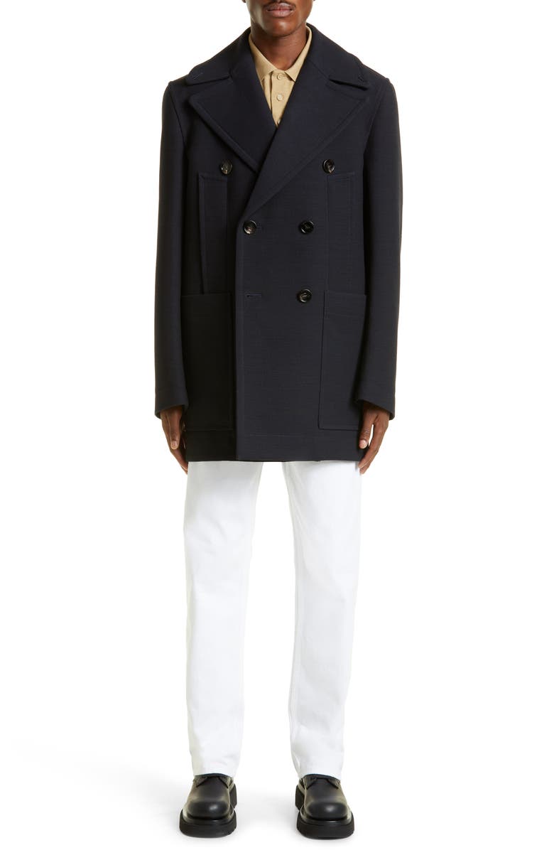 Bottega Veneta Curved Construction Oversize Peacoat, Alternate, color,