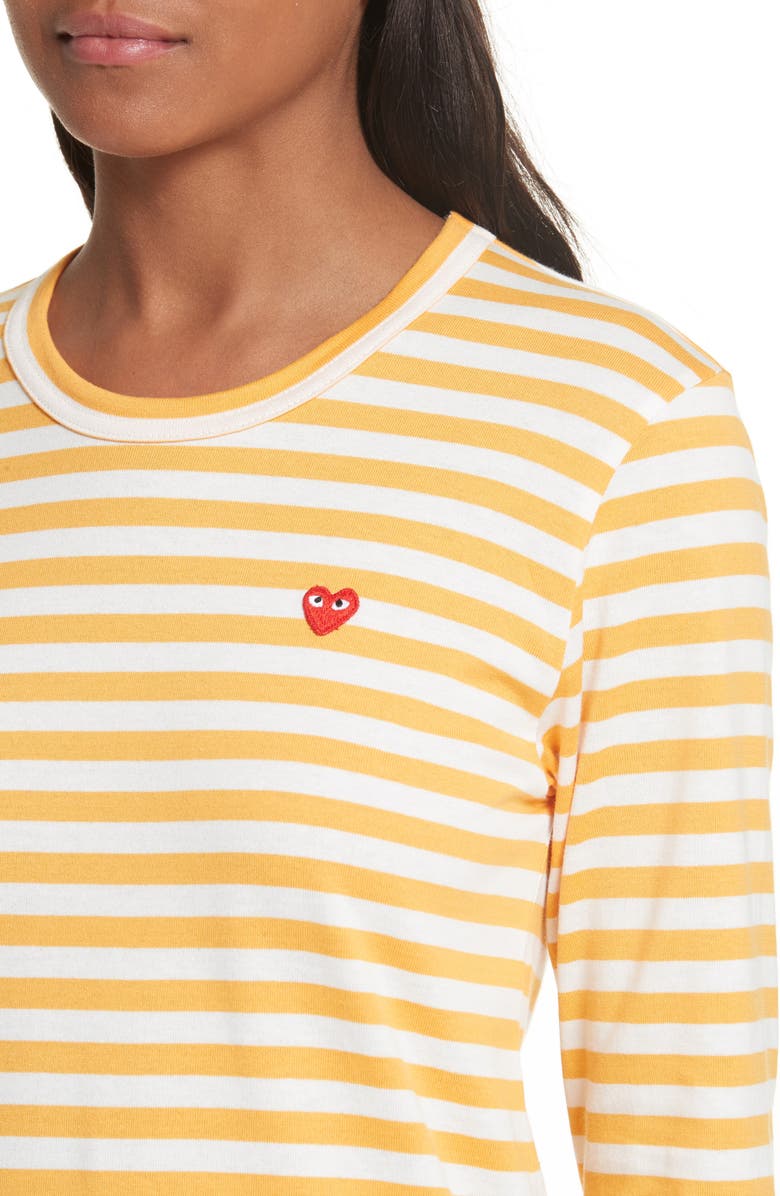 Comme des Garçons PLAY Stripe Long Sleeve T-Shirt, Alternate, color, Yellow