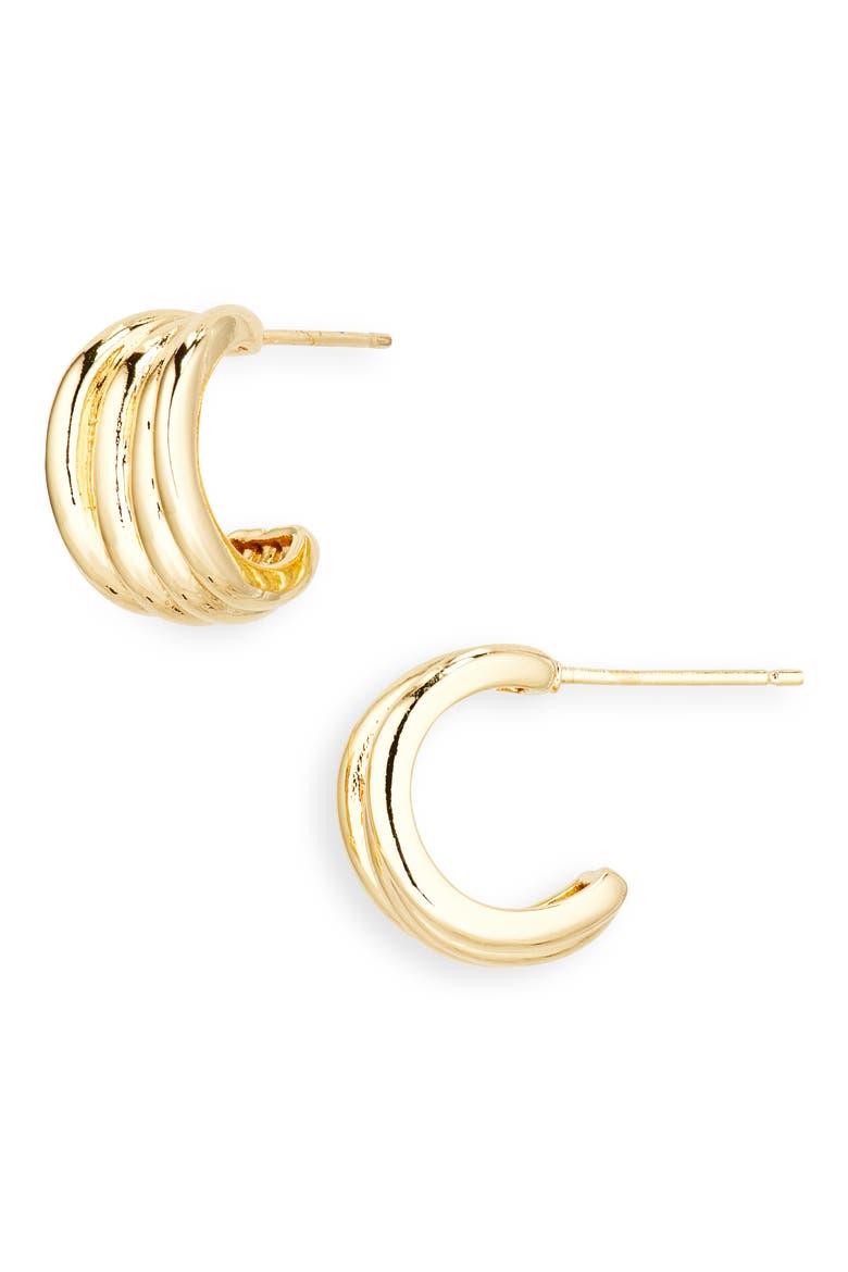 Ridged Hoop Earrings, Main, color, GOLD