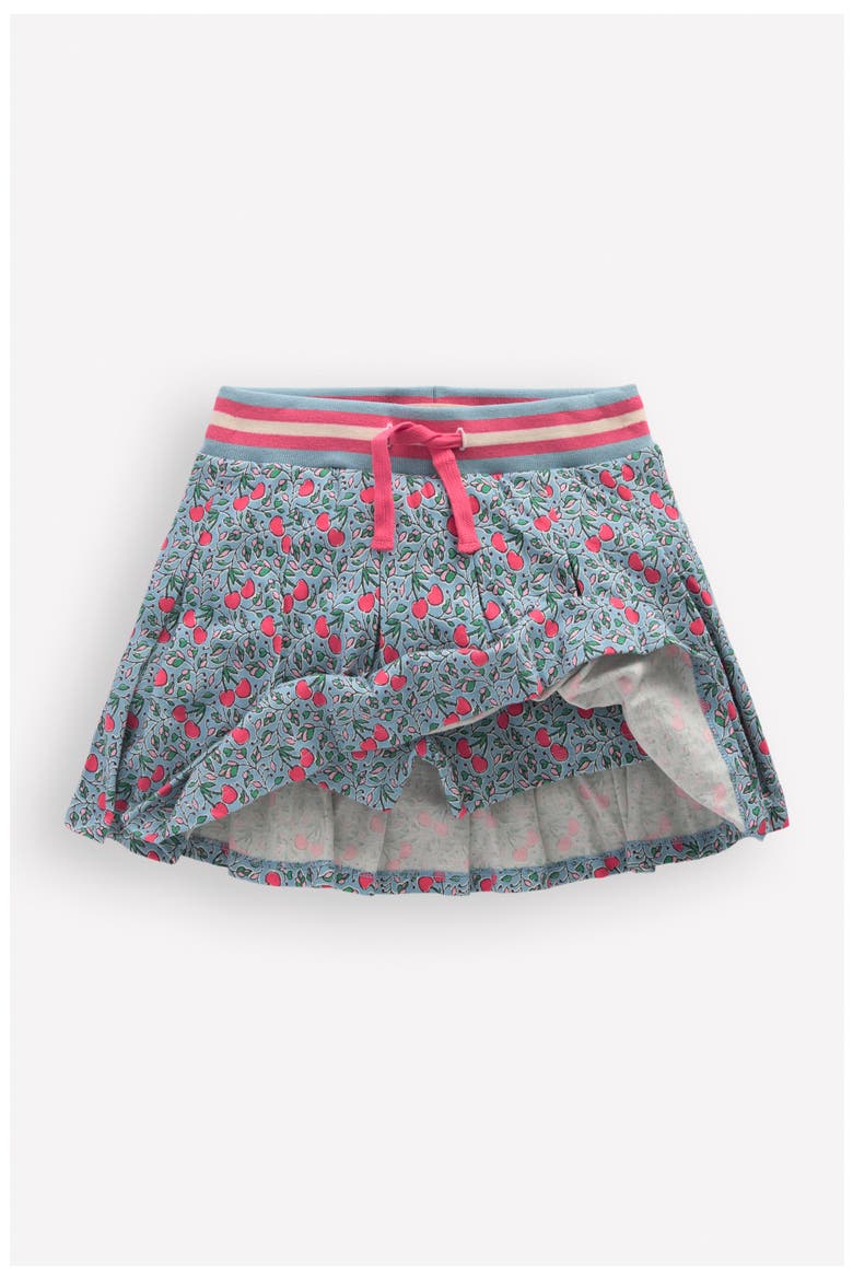 Kids' Pleated Cotton Jersey Skort, Alternate, color, BLUE CHERRIES
