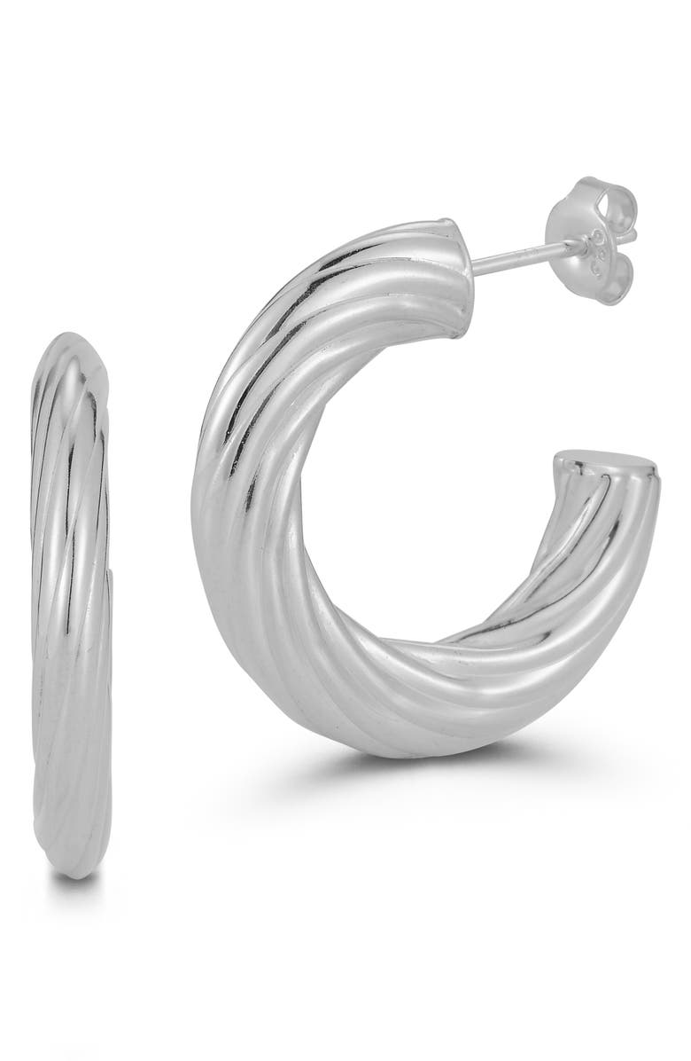 CHLOE AND MADISON Sterling Silver Twisted Hoop Earrings, Main, color, 