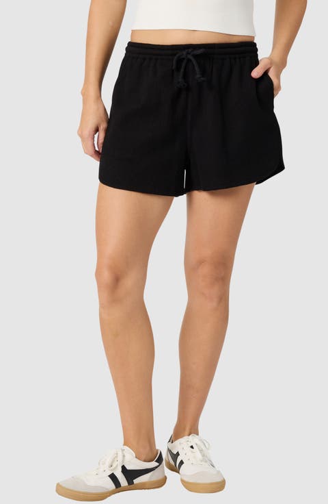 Waffle Knit Dolphin Hem Shorts