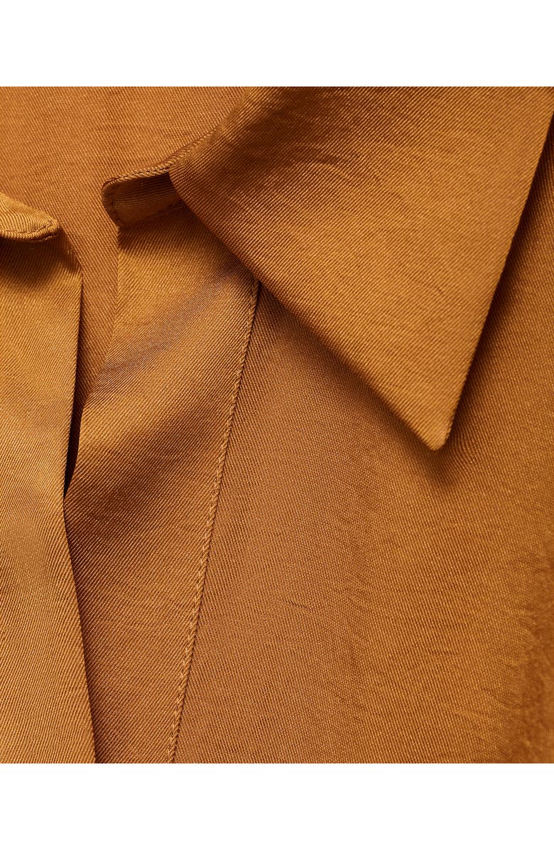 MANGO Wrap Front Satin Top, Alternate, color, Mustard