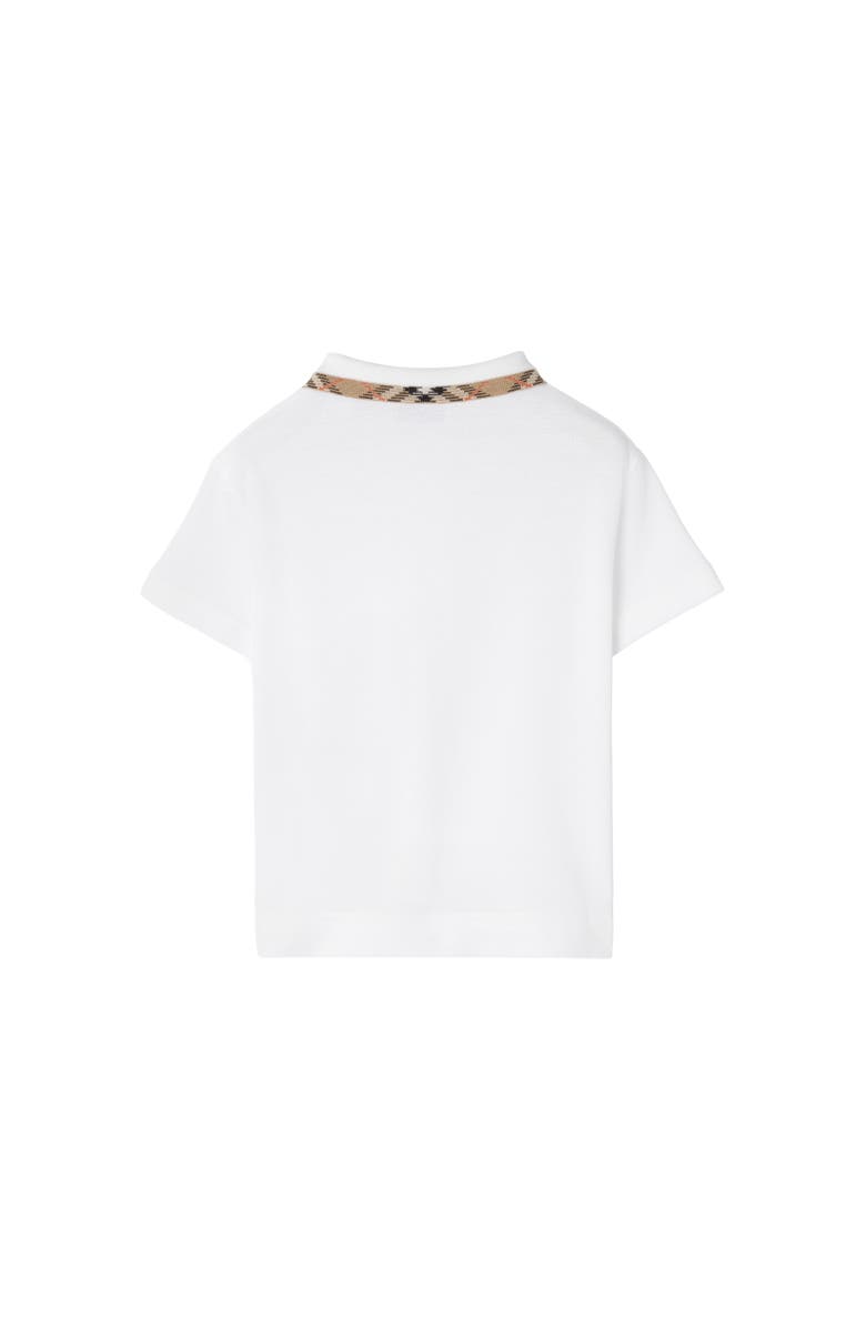 Burberry Check Collar Cotton Polo Shirt, Alternate, color, White