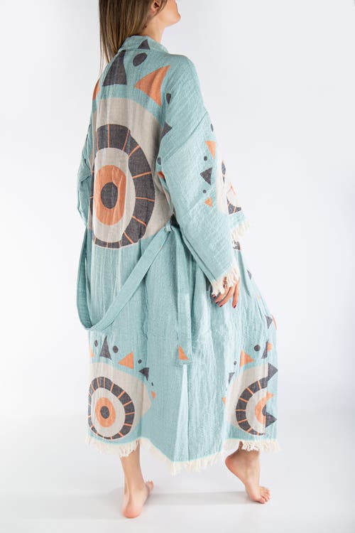 Forever & Always Shoes Ciela Handmade Cotton Boho Kimono In Blue