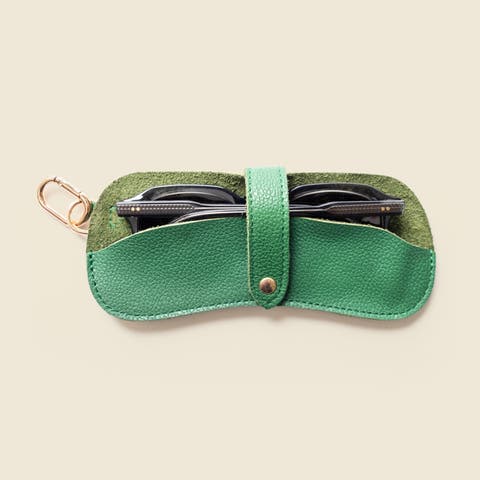 Leather Sunglasses Case with Key Ring